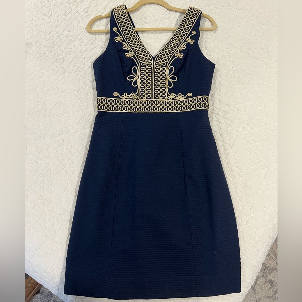 EUC Lilly Pulitzer Navy and Gold dress